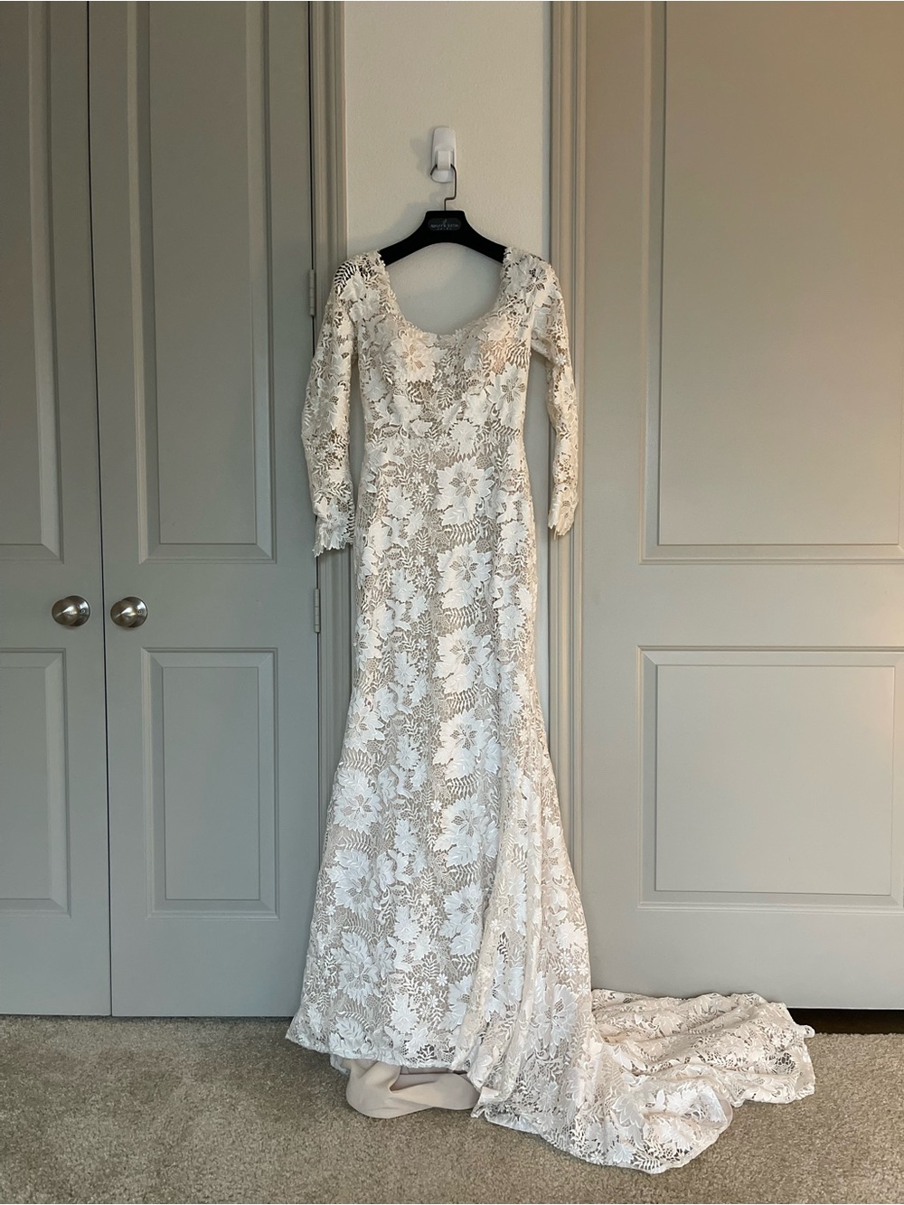 Custom Made Victor Harper Ivory Lace Long Sleeve Bridal Gown